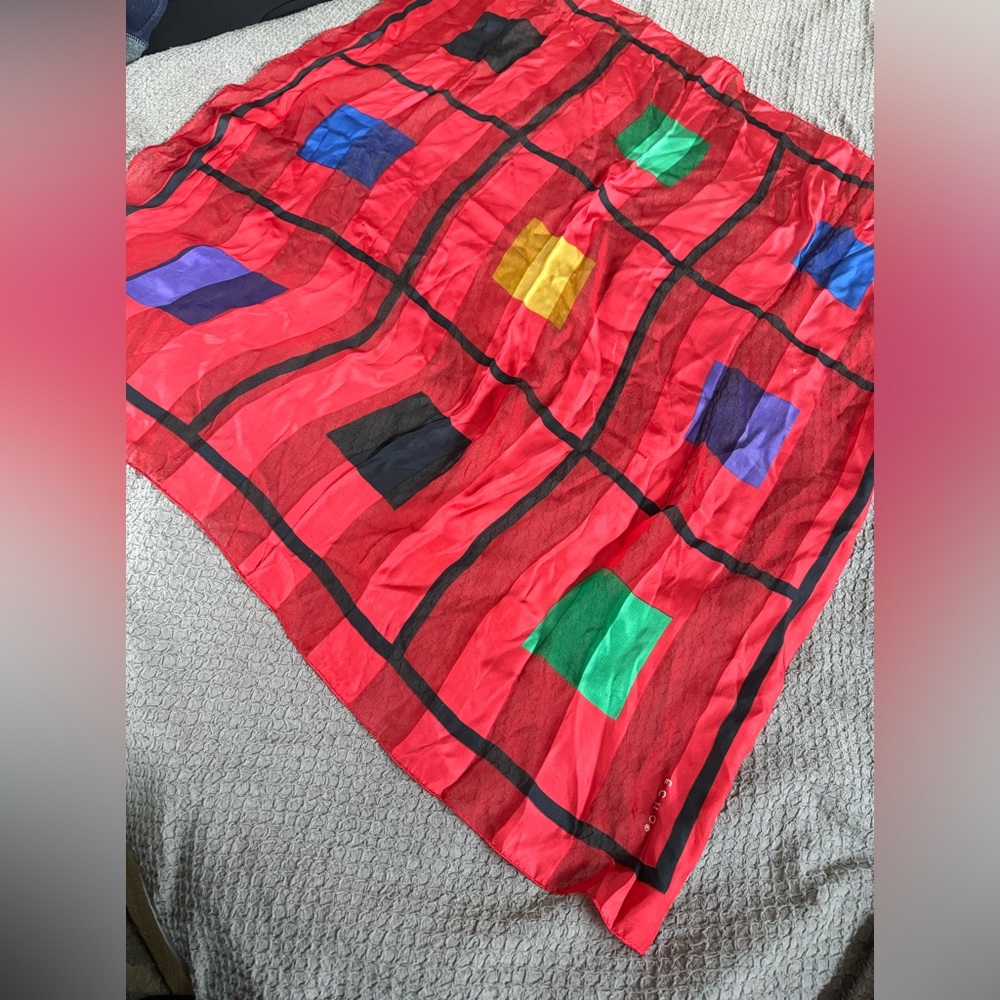 Beautiful bright large vintage silk Echo scarf.